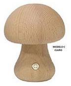 Lámpara de LED de madera y forma de seta - Recargable y portátil