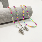 Cadena de gafas de sol con cuentas de colores para mujer
