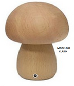 Lámpara de LED de madera y forma de seta - Recargable y portátil