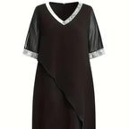 Vestido de verano de gasa con escote en V para mujer, tallas grandes.