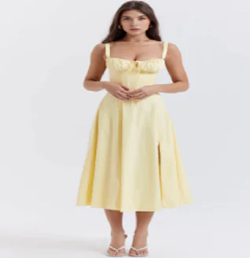 Vestido parisino - Vestido largo floral que moldea la cintura