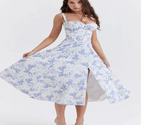 Vestido parisino - Vestido largo floral que moldea la cintura