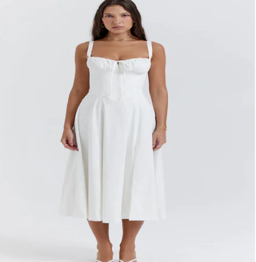 Vestido parisino - Vestido largo floral que moldea la cintura