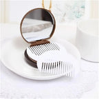 Espejo de maquillaje redondo plegable portátil con peine