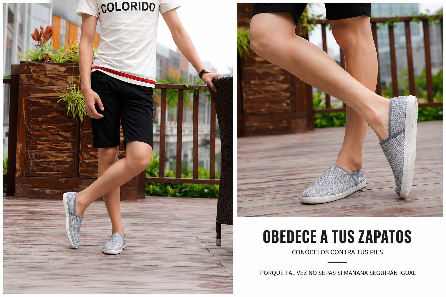 Mocasines casuales transpirables de lona blanca para hombre.