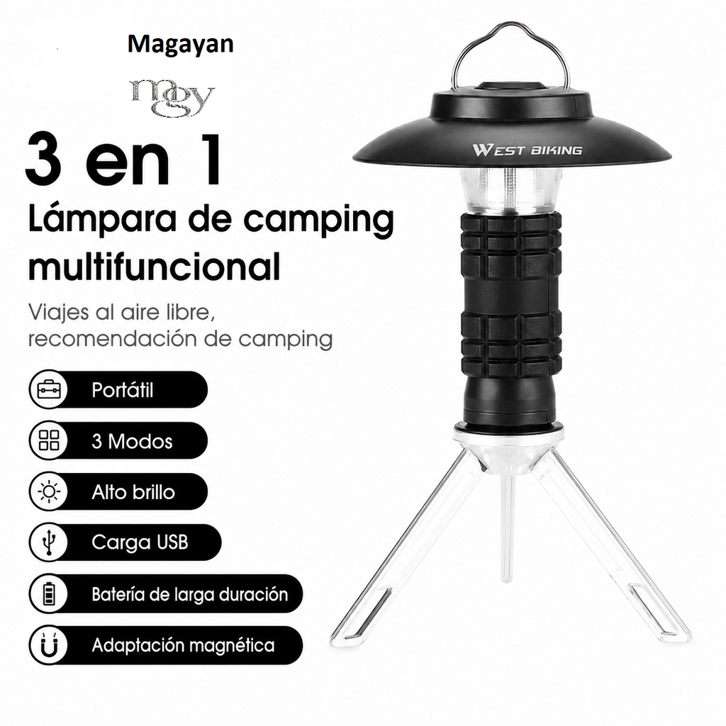 Luz portátil para acampa 3 en 1