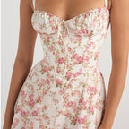 Vestido parisino - Vestido largo floral que moldea la cintura