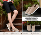 Mocasines casuales transpirables de lona blanca para hombre.