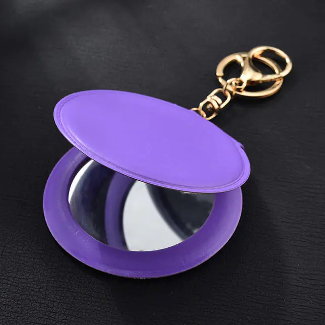 Espejo de maquillaje redondo plegable portátil de colores caramelo