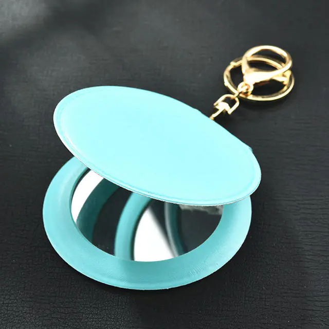 Espejo de maquillaje redondo plegable portátil de colores caramelo